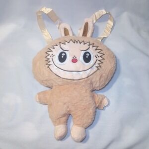 Kids Backpack Plush Little Monster Light Brown Tan 16"x11"